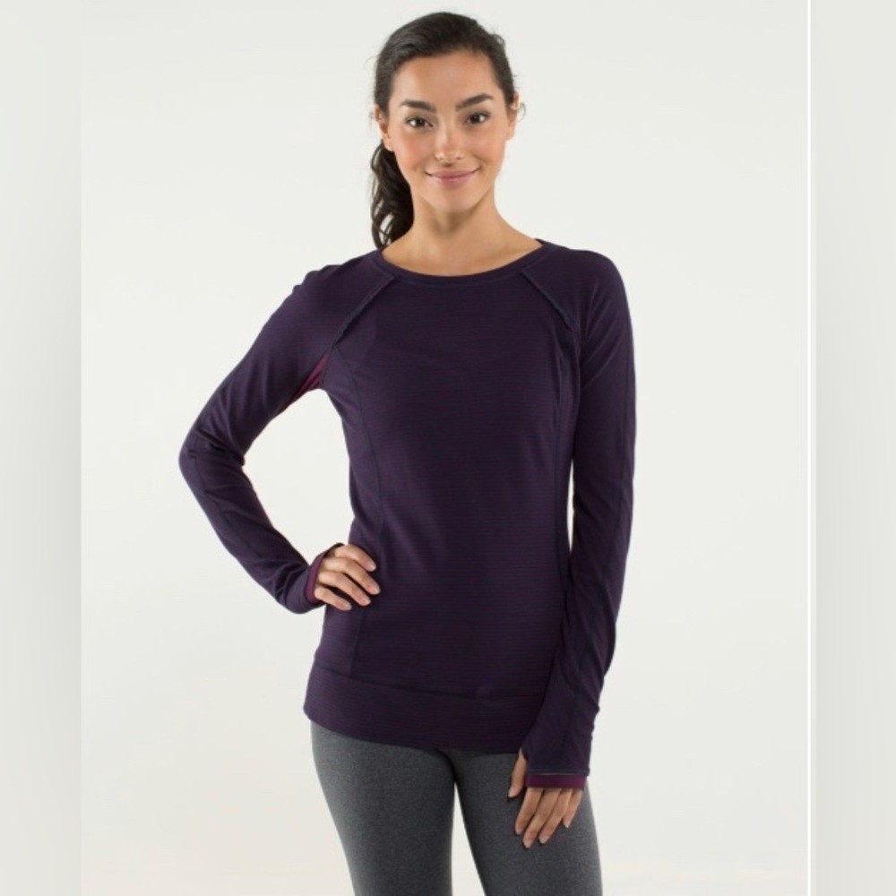 Lululemon Full Tilt Long Sleeve in Hyper Stripe Plum